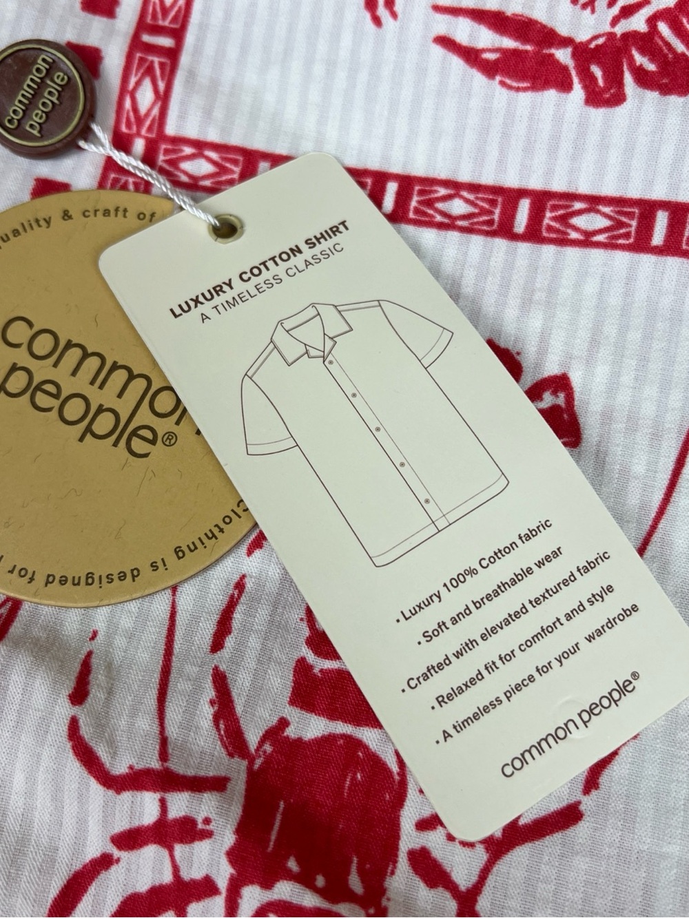 Common People Men’s White & Red Lobster Print Short-Sleeve Button-Down Shirt - Picture 2 of 7
